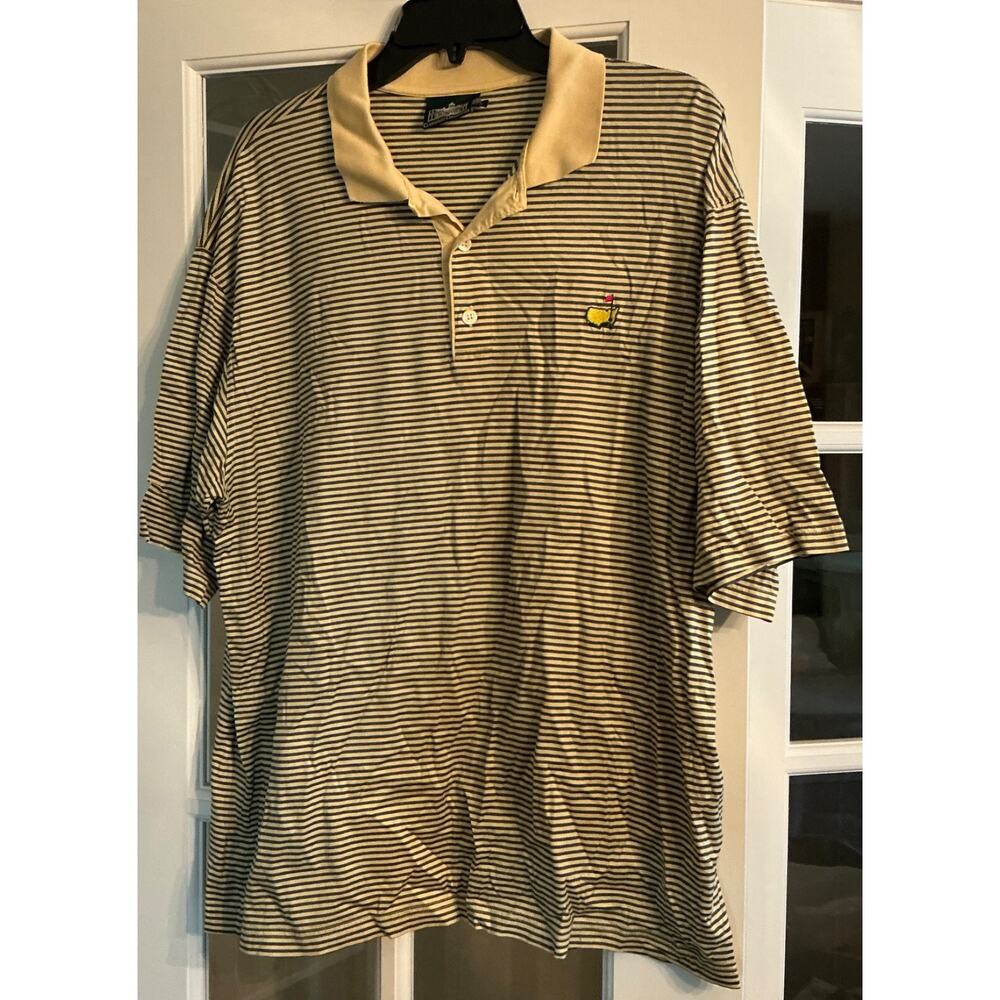 Masters Mens Polo Shirt L Striped Embroidered Clubhouse Collection Made in Italy